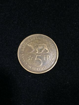 Belgian Congo 5 Francs 1936 - Two Year Type - Rare