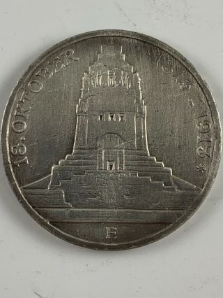 1913 E German States Saxony 3 Mark.  4823 Asw Silver Coin Km 1275