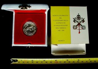 1992 Italy Vatican Rare Proof Silver Coin 500 £ Pope John Paul Com Official Box