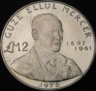 Malta 2 Liri 1976 - Silver - Guze Ellul Mercer - Aunc - 3092 ¤