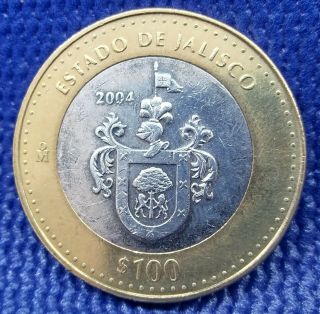 Mexico 100 Pesos 2004 Estado De Jalisco Unc Bimetallic 925 Silver Coin