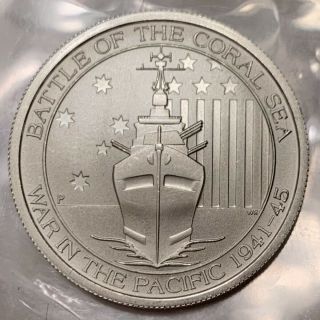 2014 Australia Battle Of The Coral Sea In Pacific 1/2 Oz.  999 Silver Coin
