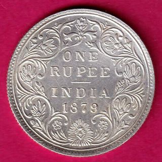 British India - 1879 - Victoria Empress - One Rupee - Rare Silver Coin Bl82