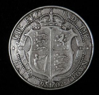 1902 Great Britain British Half Crown 92.  5 Silver