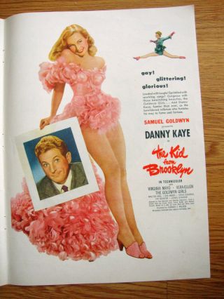 1946 Movie Ad The Kid From Brooklyn Danny Kaye Virginia Mayo