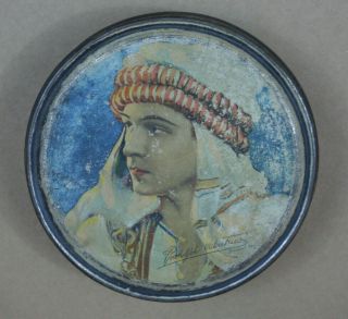 Rudolph Valentino 1920s Antique Beautebox Canco Tin With Henry Clive Artwork