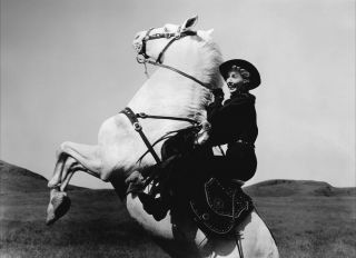 Glossy Photo Picture 8x10 Barbara Stanwyck On The Horse