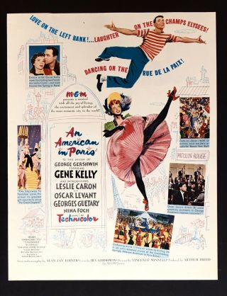 An American In Paris 98 Illustration Hollywood Musical Art 1951 Vintage Print Ad