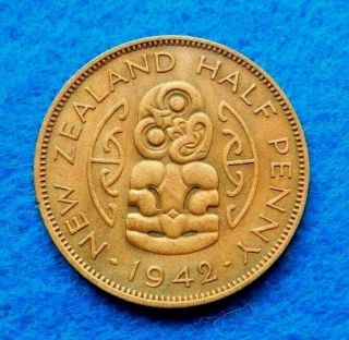 1942 Zealand 1/2 Penny - Awesome Coin - Key Date - See Pictures