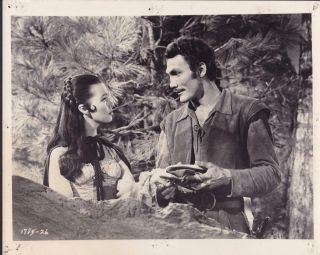 Jack Palance And Barbara Rush Kiss Of Fire 1955 Vintage Movie Photo 32842