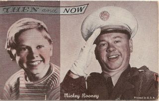" Then And Now - Mickey Rooney " Actor Arcade Card (blank Back)