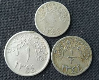 Saudi Arabia Hejaz & Nejd Set Of 3 Coins 1344 Scarce L@@k