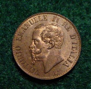 Hi Grade Unc Red 1861 1 Centesimo Kingdom Of Italy Detailed Coin