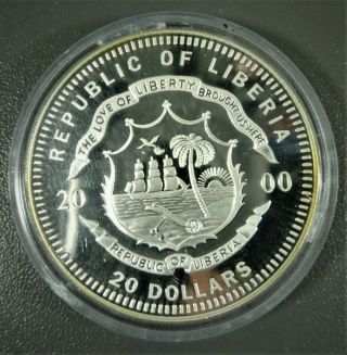 Liberia $20 Dollars 2000 Proof Silver History America $20 Declaration of Indepen 2