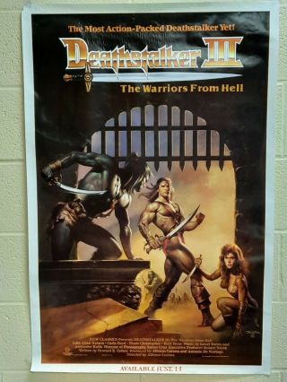 1988 Deathstalker Iii & Warriors From Hell Release To Video Ad 27x40 Poster