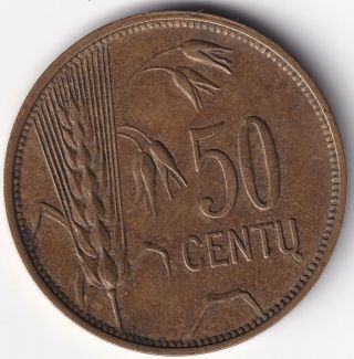 1925 Lithuania 50 Centu Coin