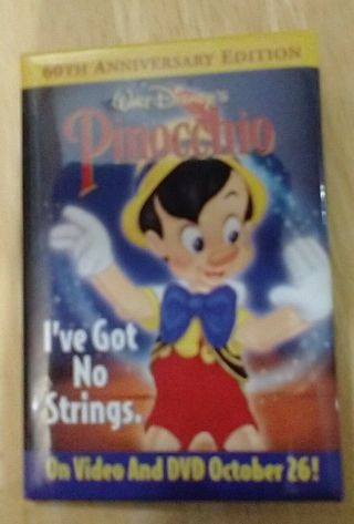 Walt Disney Pinocchio (pinocchio) Dvd Promo Movie Button
