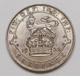 Great Britain 1922 Silver Six 6 Pence Xf Beauty King George V Uk Coin
