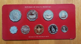 1976 Republic Of Malta 9 Coin Proof Set