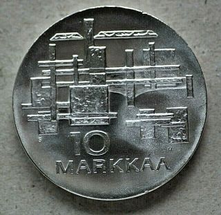 1967 Finland/suomi,  10 Markka,  Silver (0.  900/0.  6872asw),  Km50