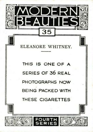 eleanore whitney - b.  a.  t.  MOVIE star beauties PIN - UP/CHEESECAKE 1938 cig card 2
