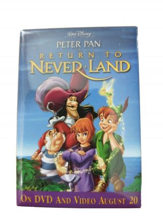 Walt Disney Peter Pan Return To Never Land Dvd Promo Movie Button