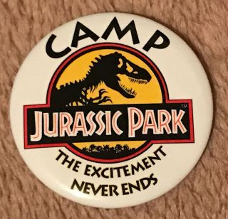 1993 Jurassic Park Camp Jurassic Park Movie Promotional Pinback Button