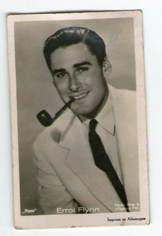Errol Flynn Vint Smoking Pipe Small Ross Photo Card