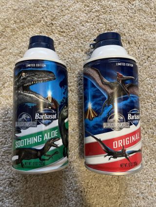 Jurassic World Barbasol Shave Cream Cans,  Set Of Two (and Soothing Aloe
