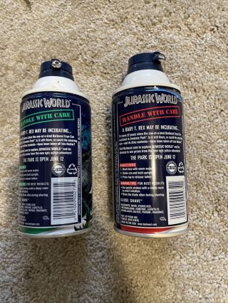 Jurassic World Barbasol shave cream cans,  set of two (and soothing aloe 3