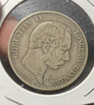 1875 Denmark 2 Kroner Coin