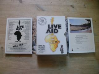 Queen/bowie/u2 Live Aid 85 / 4 Dvd Box Set C/w 2x Tikets Uk,  Usa
