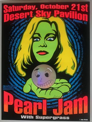 Pearl Jam Concert Poster 2000 Linsdey Kuhn Signed Phoenix Variant