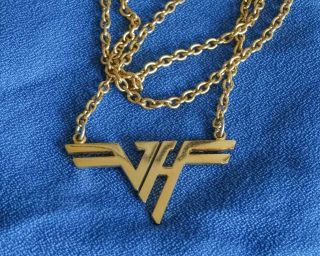 Vintage 1980 Van Halen Tour Necklace,  Gold Colored Metal.  Evh,  Eddie Van Halen