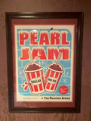 Pearl Jam Poster - Framed 7/5/1998 Dallas Tx Ames Artist Signed & Numbered
