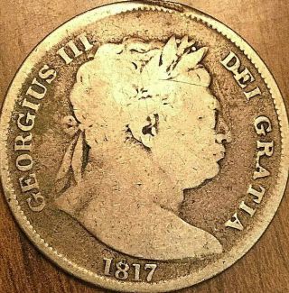 1817 Great Britain George Iii Silver Half Crown Coin Km 667