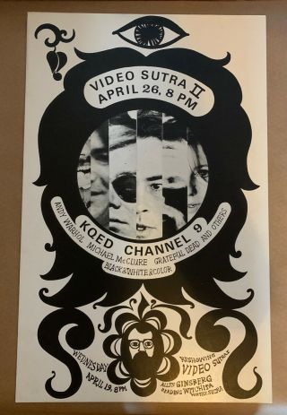 Rare Poster Grateful Dead Andy Warhol Allen Ginsberg 1967 Video Sutra Bg Fd Aor