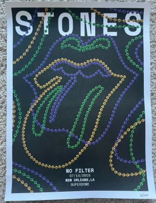 The Rolling Stones/new Orleans.  No Filter Tour 2019 Poster.  Numbered