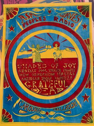 Grateful Dead March 3,  1971 Airwaves Benefit Poster Fd Bg Aor