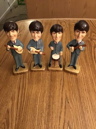 The Beatles “bobb ‘n Head Dolls” Set Of 1964 Car Mascot Near - Cond