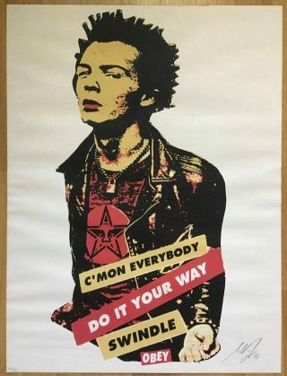 Shepard Fairey Obey Sid Vicious Screen Print Poster Sex Pistols Signed Numbered