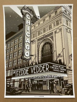 Pearl Jam Eddie Vedder Official Concert Poster Chicago 06 - 28 - 2011 Munk One