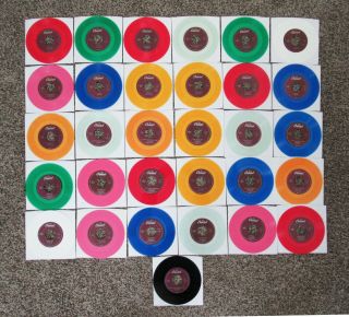 Beatles Great Set Of 31 1990s Colored Vinyl Beatles Singles Long Out Of Print