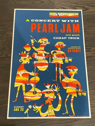 1998 Pearl Jam Poster - Detroit - Ames Signed And Numbered