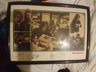 Hand Signed Bon Jovi " Cross Road " Poster - Signed By Entire Band W/coa