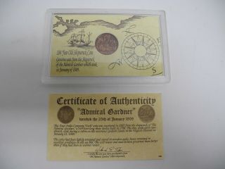 1808 Copper Cash East India Company Admiral Gardner Shipwreck Coin W/ & Box