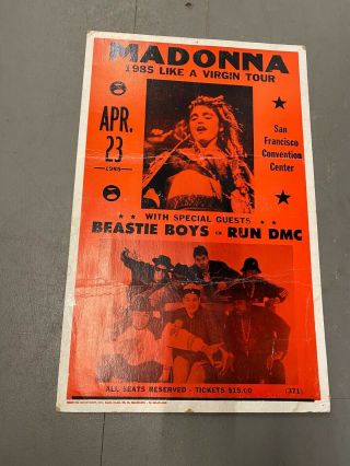 Run Dmc Beastie Boys Madonna Rare 1985 Rap Hip Hop Boxing Style Poster Og