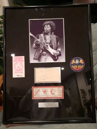 Jimi Hendrix Autograph 1969 Woodstock Framed Picture Very Rare Piece