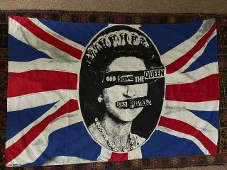 Sex Pistols God Save The Queen Promotional Flag By Jamie Reid