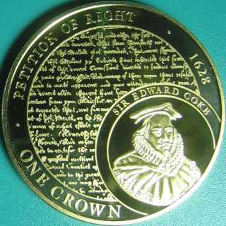 2015 Tristan Da Cunha 1 Crown Petition Of Right Edward Coke Proof - Lk Gold Plated